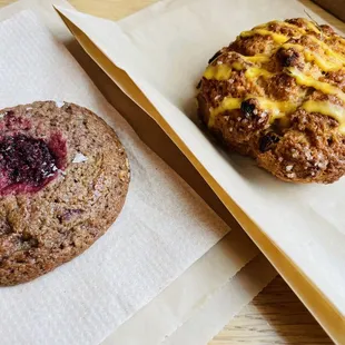 Apricot rosemary scone &amp; raspberry rye cookie