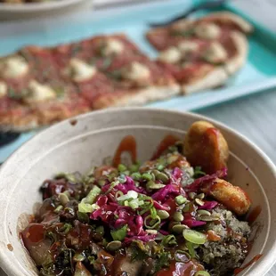 a bowl of food on a table
