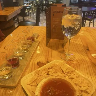 Wine flight and chips &amp; salsa