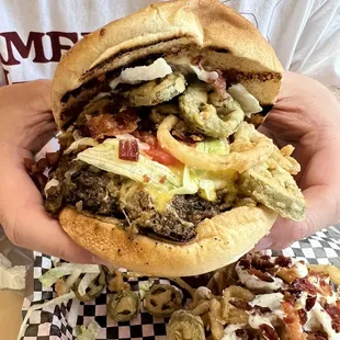 Bacon Cheese Burger with Fried Jalapeños