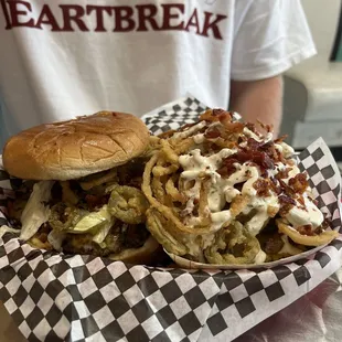 Bacon Cheese Burger with loaded fries