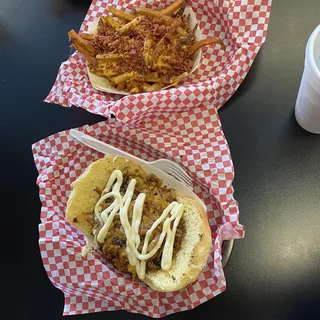 Open Face Chili Cheese Burger