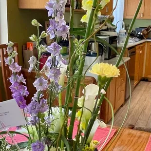 I was hoping for a sympathy bouquet and NO carnations....  Seemed a little too spring like and WITH carnations.