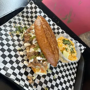 The Flor-Ta Sammich with Elote Corn