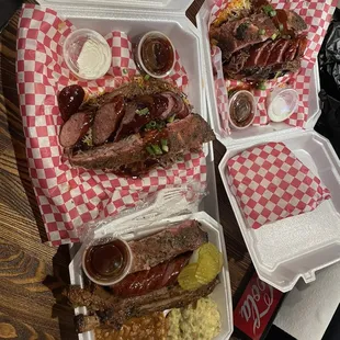 3 meat loaded potatoes, 3 meat plate