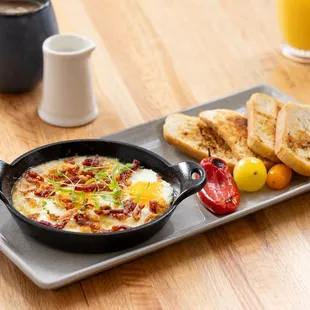 a breakfast of eggs and toast