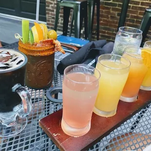 Jameson whisky cold brew, Bloody Mary, mimosa flight