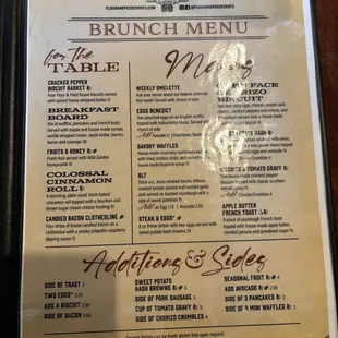 Brunch Menu