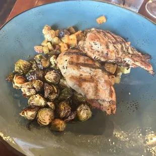 Rosemary chicken with potatoes and Brussel sprouts