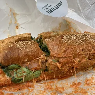 Eggplant Parm sandwich