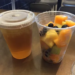 Mint tea and fruit