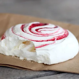 Inside of raspberry meringue cloud ($3) - tastes like a regular meringue, not too much raspberry flavor