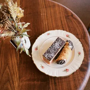 Chocolate cannoli and rainbow cookie