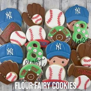 a variety of decorated cookies