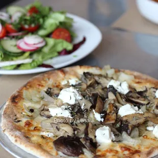 6" Pizza &amp; Salad Combination ($14.50) - Funghi Pizza and Local Greens Salad