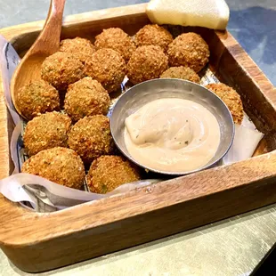 Fried Olives goat cheese stuffed, balsamic aioli