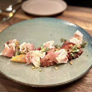 prosciutto and stone fruits