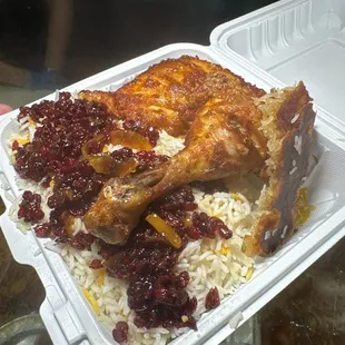 Zereshk polo with Chicken