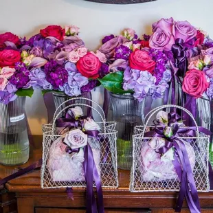 Flower girl purse baskets for their rose petals