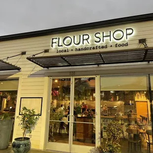 the front entrance of a restaurant