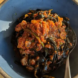 Squid Ink Linguine a La Chitarra