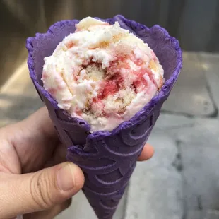 Raspberry Tres Leches in Lavender cone