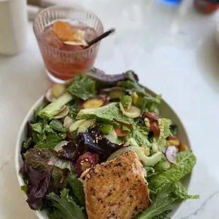 Salmon salad with chopped veggies