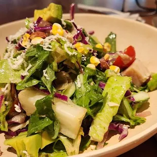 a salad in a bowl on a table