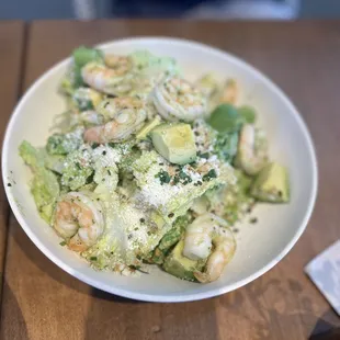 Caesar salad with shrimp