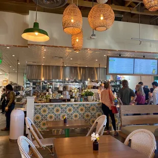 Order counter with kitchen behind.