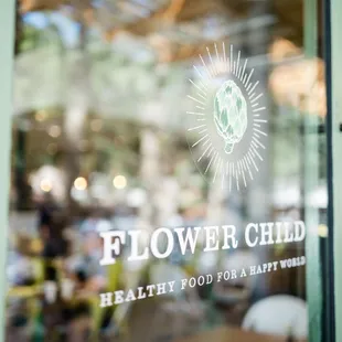 the logo on the glass door