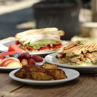 two plates of food on a table