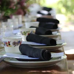 a table set with place settings