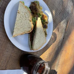 BLT and side smashed potatoes (the skin could have been crispy, but seasoned perfectly)