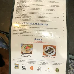Boards, Salads &amp; Kids Menu