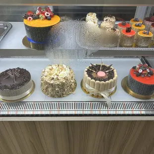 Cakes on display.