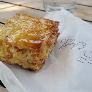 a piece of pastry on a napkin