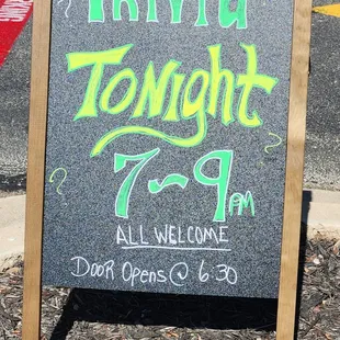 Join us tonight for trivia!
Starts at 7:00pm tonight.

Bring your friends and make a night of it!

See you there!