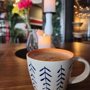 a cup of coffee on a table