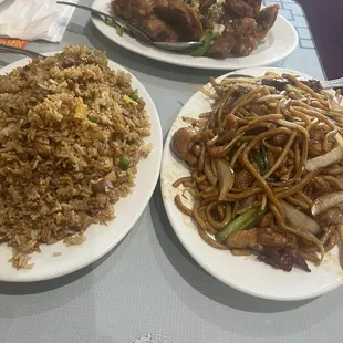 House combo rice and chow mein.