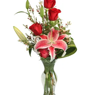 With spirited Stargazer lilies and dynamic red roses, Ardent Expressions is a grand &amp; stellar combo suited for many different occasions.