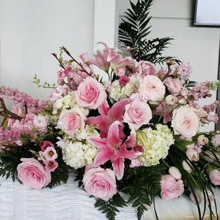 Pretty shades of pinks with cherry blossom accents