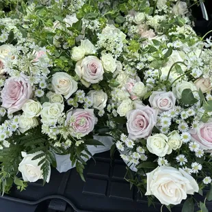 All the flowers! Six arrangements total.