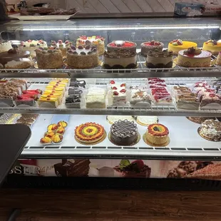 Selection of cake and individual cake slices