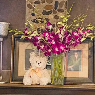 Beautiful flower and Teddy bear arrangement for my daughters 30th birthday