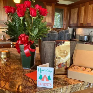 Roses! My fiancé put together an at home "spa day" present for my birthday and the roses were the icing on the cake!