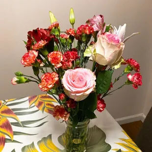 Arranging the flowers in case.