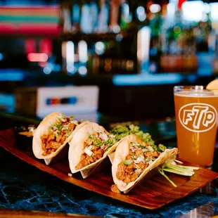 three tacos and a drink