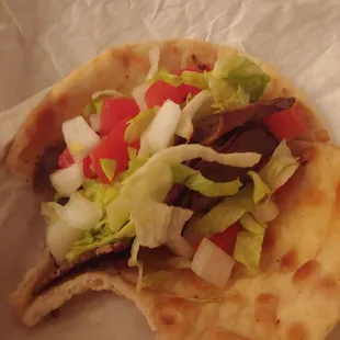 Sad looking dry gyro. No tzatziki sauce.