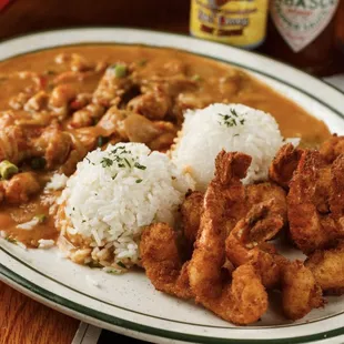 Da Shrimp Half &amp; Half: Half Étouffée and Half Fried Shrimp. Also Available with Friend Crawfish Tails!